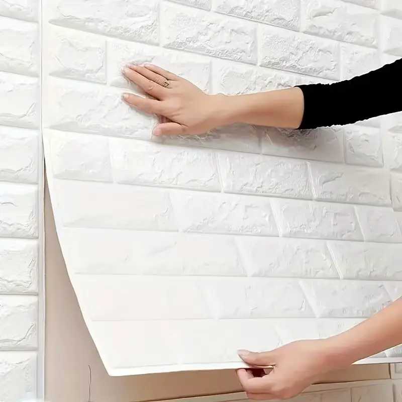 20-piece 3D wall tiles sticker, foam self-adhesive waterproof ceiling sticker, easy to stick and peel off, accent wall peel and stick, convenient for cleaning, can be freely cut, suitable for kitchens, living rooms, bathrooms and corridors.