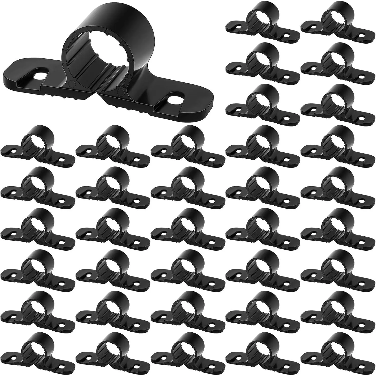 50 Pack 1/2 Inch Pipe Support Suspension Clamp - Heavy Duty Pex Clamps for Copper, CPVC, PEX Pipe (Black)