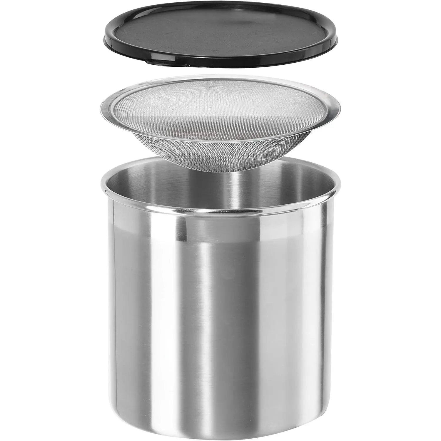 Stainless steel large grease container, equipped with a removable filter and sealing lid.It is an ideal container for fryer oil, bacon grease, lard, and ghee.Large capacity tank - 1 gallon/4 quarts/3.75 liters