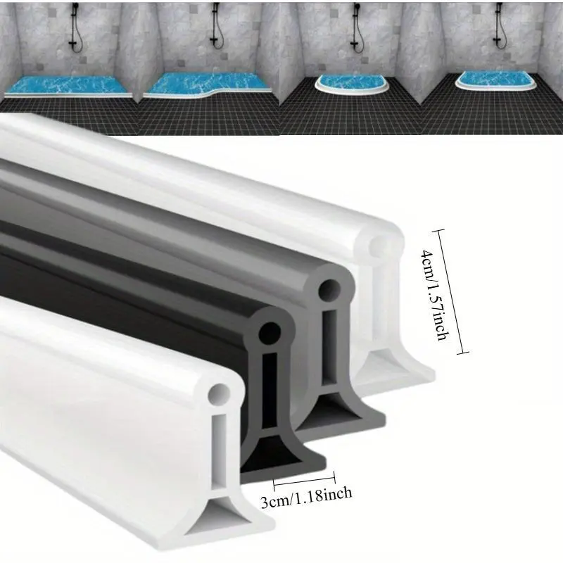 DIY Shower water barrier Silicone Bendable Water Retaining Strip for Bathroom Door Threshold Washing Machine Shower Dam Barrier