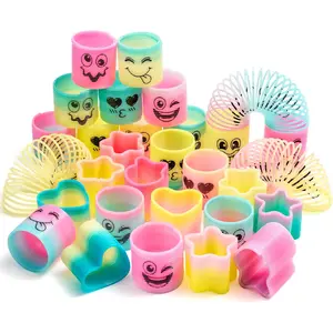 30 Pcs Spring Rainbow Party Favor, Mini Plastic Coil Spring Toy, Fidget Stress Coil Mini Springs Bulk Toys for Carnival Prize Birthday, Classroom Goodie Bag Stuffersfidget toys