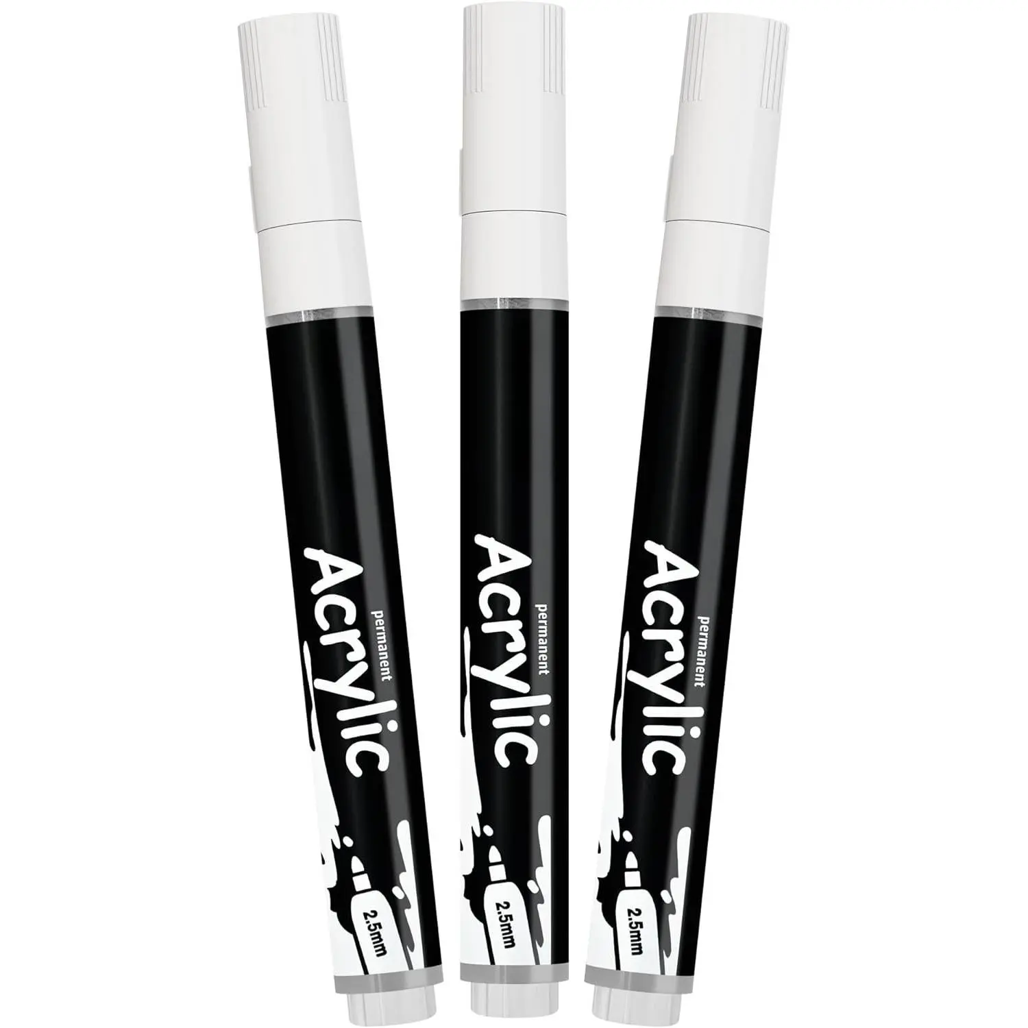 White Marker  Pens - Permanent Marker Pens White   Water-Based 2.5mm Medium Tip  Quick-Drying (3 in 1Pack)