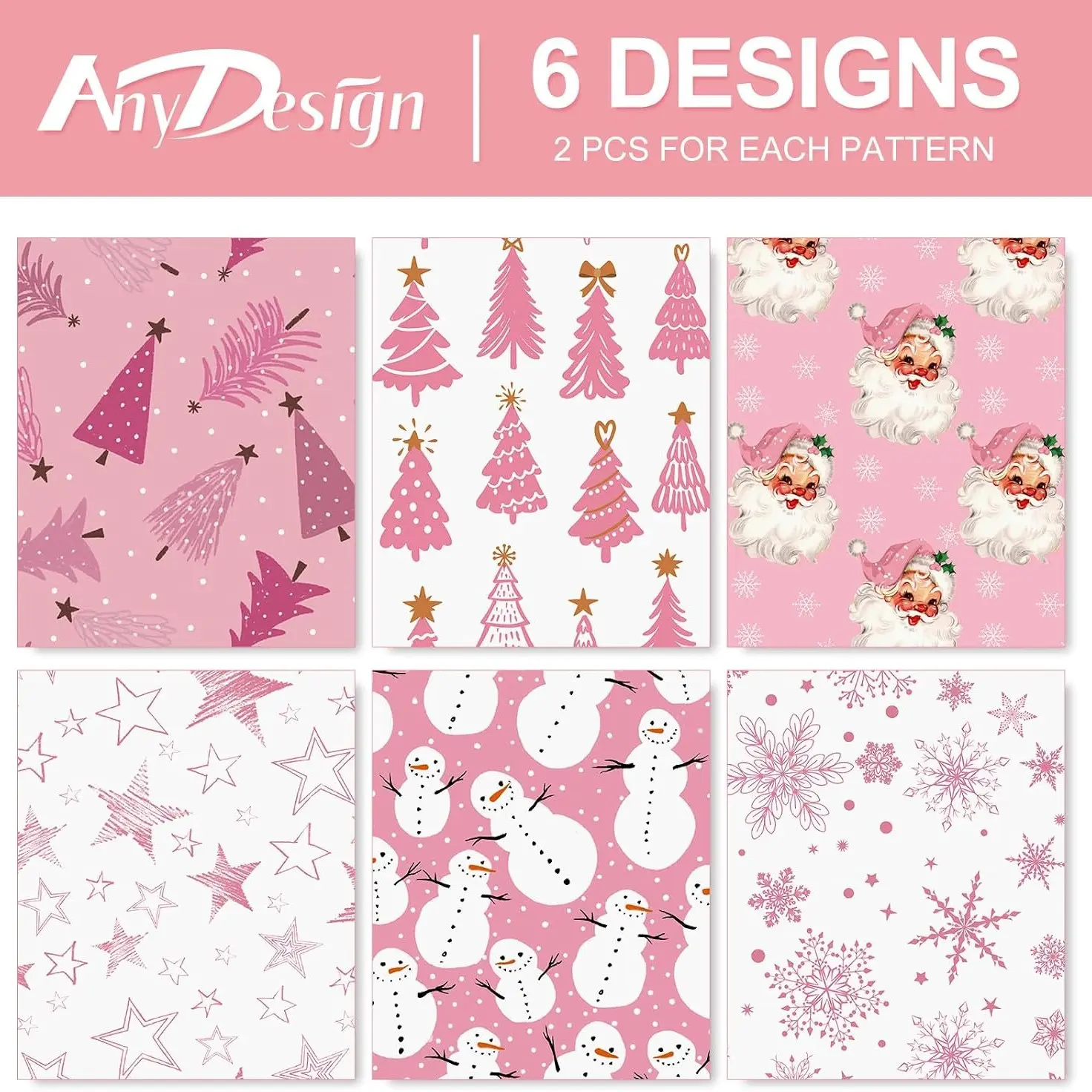 12 Sheets Christmas Wrapping Paper, Santa Snowman Snowflake Star Tree Gift Wrap, DIY Holiday Birthday Packaging, 19.7x27.6 Inches