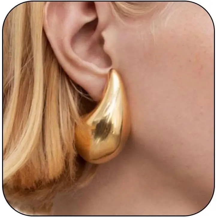 Extra Large Drop Earring Dupes Hypoallergenic Chunky Gold Hoop Earrings Lightweight Waterdrop Teardrop Earrings Trendy Gold Waterdrop Earrings for Women