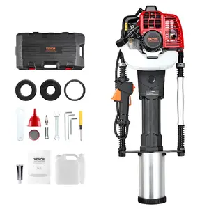 VEVOR Gas Powered T Post Driver, 37.7cc 4 - Stroke Engine Efficient Post Pounder with 3 Piling Sleeves, Vibration - Reducing Handle, Heavy Duty Fence Pile Driver for Farm, Orchard, Road Work, Landscaping