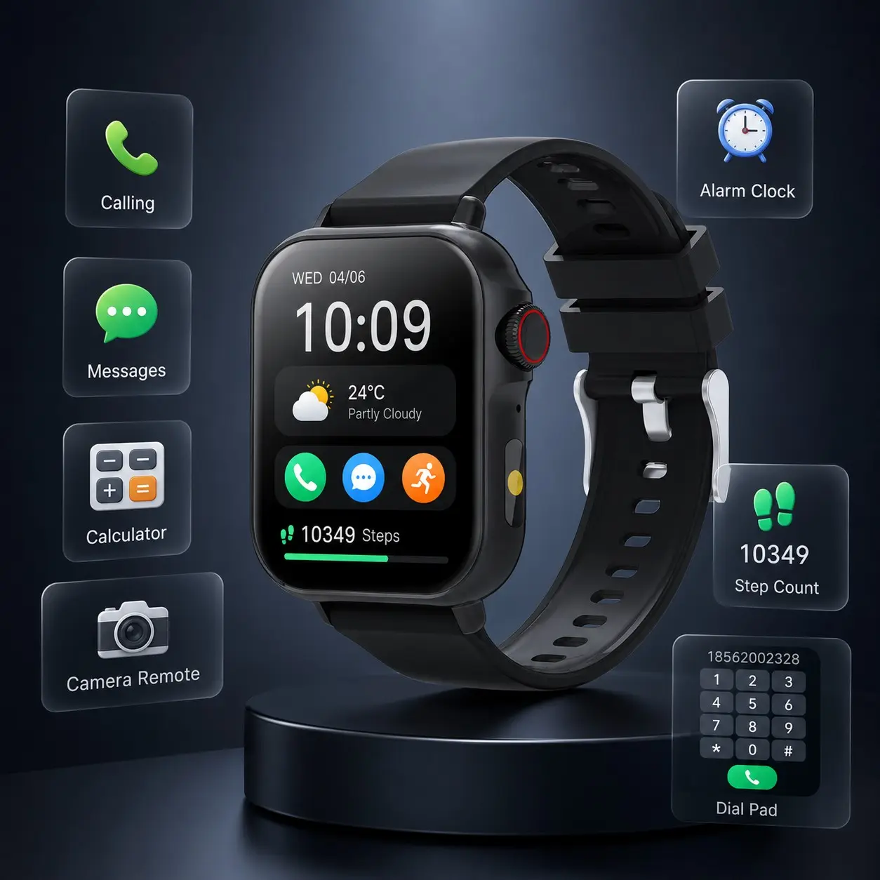 Latest 1.83 Inch Smartwatch, Ultimate Fitness & Lifestyle Tracker, Call/sms Alerts, Sport Mode, Weather Function, Compatible with iPhone & Android