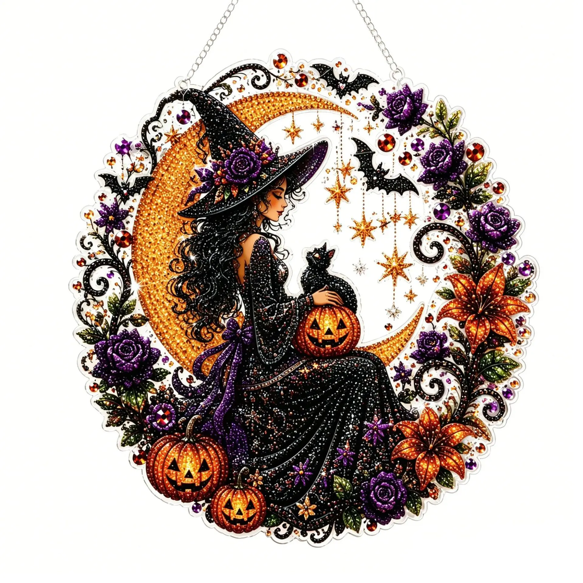 Halloween Diamond Painting/Bead Art DIY Kit (Ghost Theme) – Transform tiny beads into magical art that is both spooky and cute; create a wall piece for autumn home décor; a perfect seasonal party gift for beginners – DIY Diamond Painting