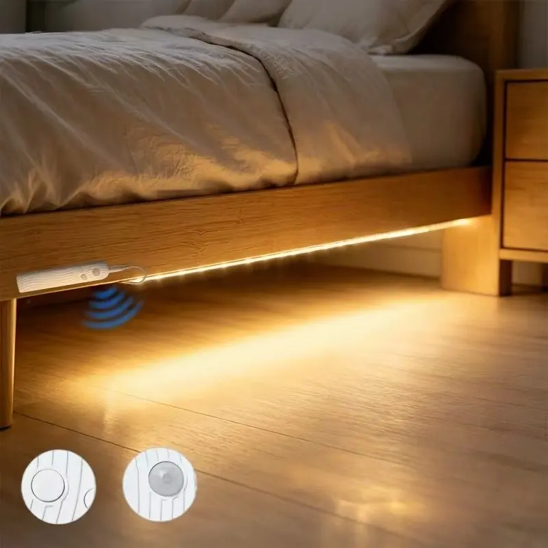 Motion Sensor LED Strip Light, Ambient LED Lighting, USB & Battery Powered, Dual Modes, Delay Setting, Ideal for Bedroom, Living Room, Office, Hallway