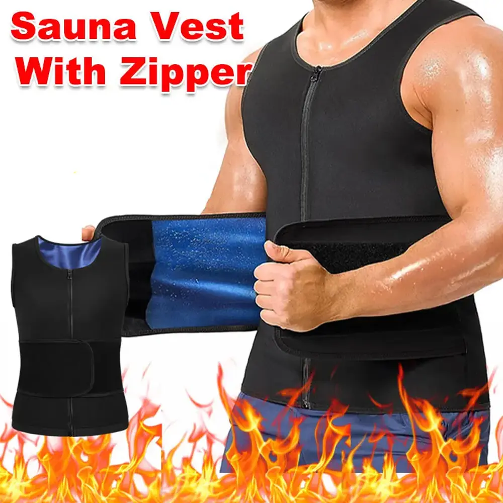 Men's Sauna Vest Shapewear, Breathable Sleeveless Athletic Top with Zipper, Dry Sweat Fitness Wear for Gym