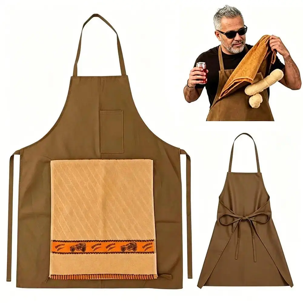 Men's Funny Printed Novelty Gag Apron with Surprise Hidden Pocket - Funny Gifts for Dad, Ideal for Father's Day, Birthdays - Home Kitchen Supplies