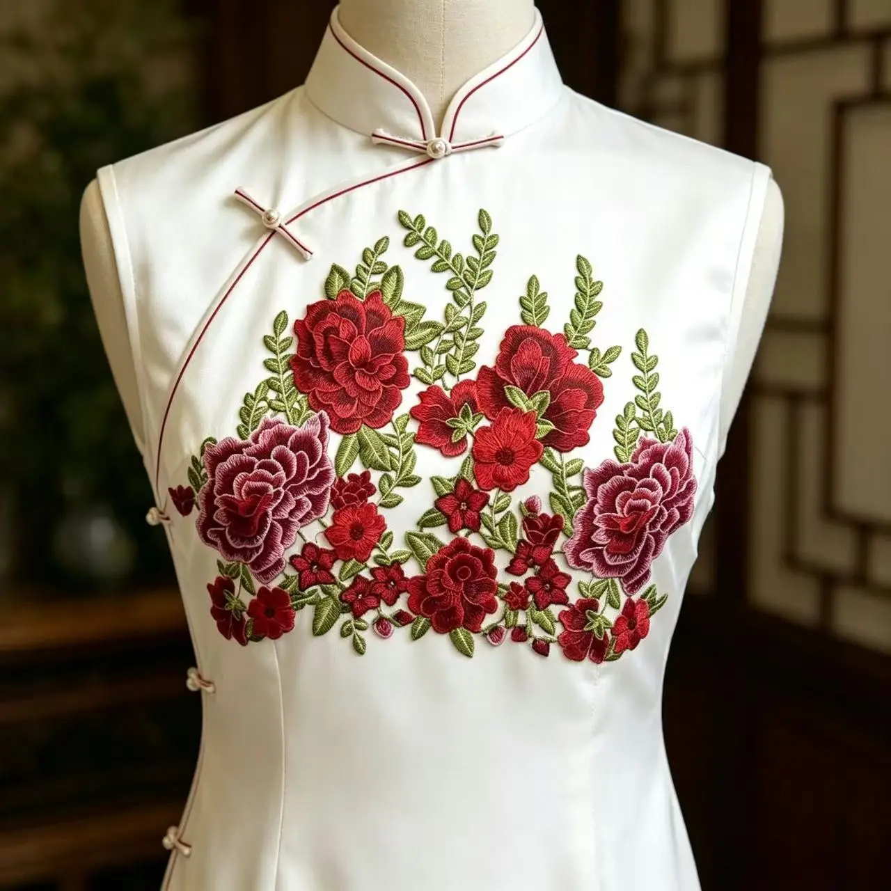 Large Floral Embroidery Patch, Elegant Rose Pattern with Leaves, High-Quality for Skirts, Jackets, Bags, Hats, Fashion Accessories