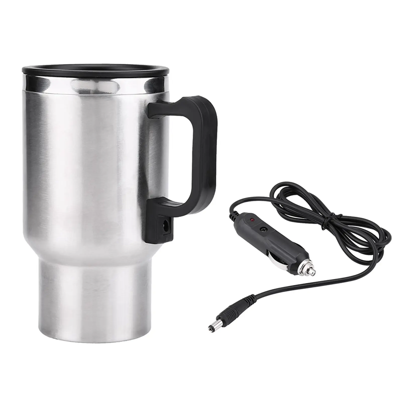 12V Power Stainless Steel Electric Travel Coffee Cup - 450ml Car Use Mug for Heating Coffee, Tea