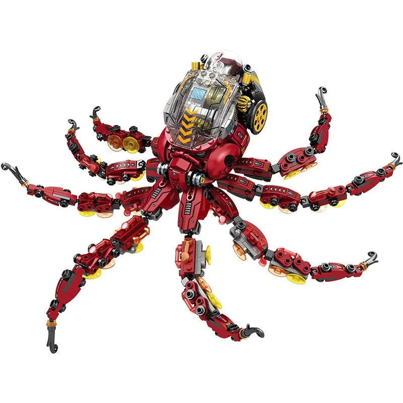 1 Set Dynamic Marine Life Building Bricks, Semi-Mechanized Octopus Model with Movable Tentacles & Submarine Cabin, STEM Educational Toy for Teens Adults Age 12+, Collectible, 2026 Summer Big Sale