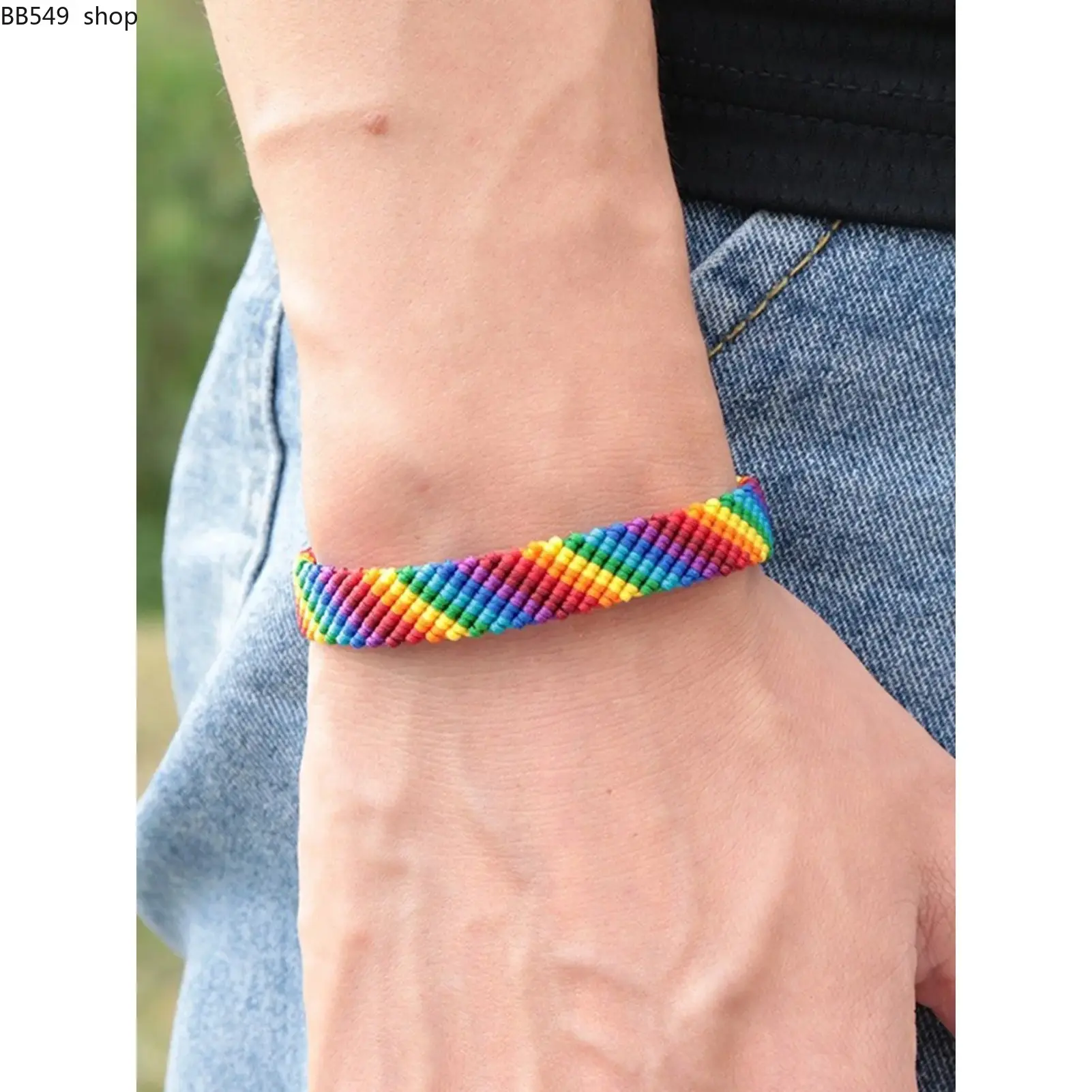 Unisex Rainbow Braided Cord Bracelet, Handmade Adjustable Rope Bangle, Colorful Minimalist Wrist Jewelry, Trendy Boho Wristband Accessory for Men Women, Daily Wear, Festival Celebration, Friendship & Gift Idea
