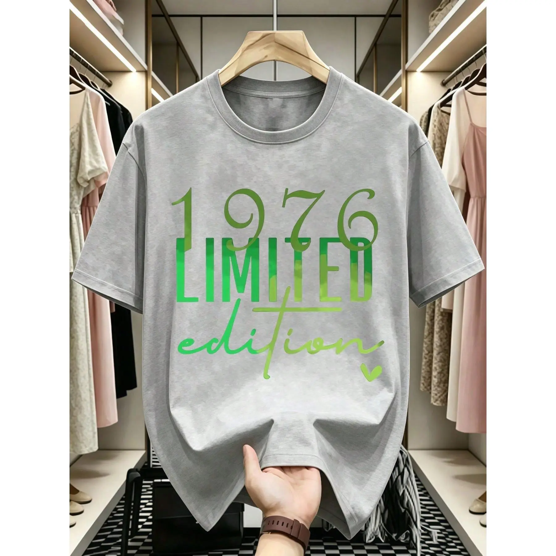 1976 Limited Edition Vintage Pullover - 220g Stretch Sports Top, Retro Year Print Casual Summer Outfit, Birthday Gift for Men