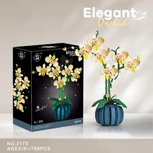 Orchid Potted Plant Bouquet DIY Kit, Realistic Preserved Flower Blocks, Educational Desktop Decor, Perfect Holiday Gift for Family and Friends