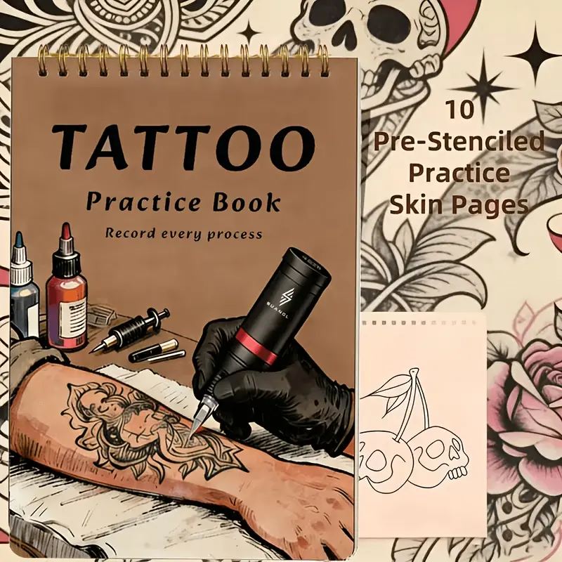 Tattoo Practice Skin Pad Set, 10 Sheets, Reusable Tattoo Sketch Paper, Suitable for Beginners And Tattoo Artists
