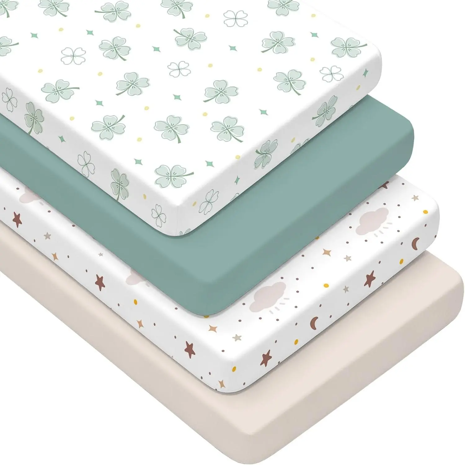 4 Pack Baby Crib Sheets for Boys Girls - Ultra Soft & Skin-Friendly Fitted Crib Sheet for Standard Crib and Toddler Mattress, 52"x28"(Green)