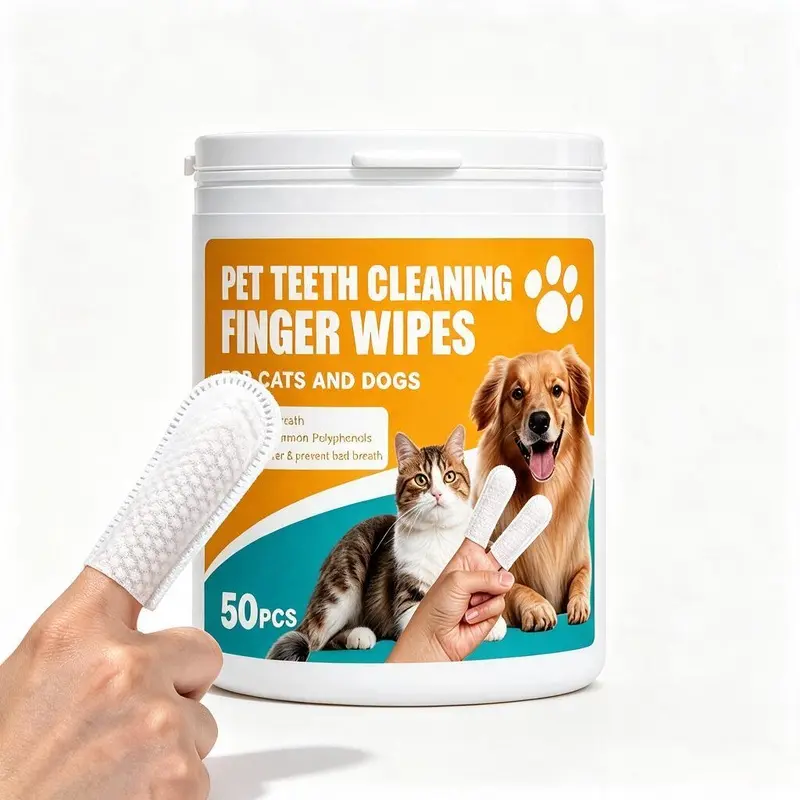 Finger Brushes for Dental Care of Pets, Teeth Cleaning Finger Wipes, Dog Dental Wipes, Reduce Plaque & Tartar, Freshen Breath, Safe & Natural Pet Dental Wipes for Dogs Teeth