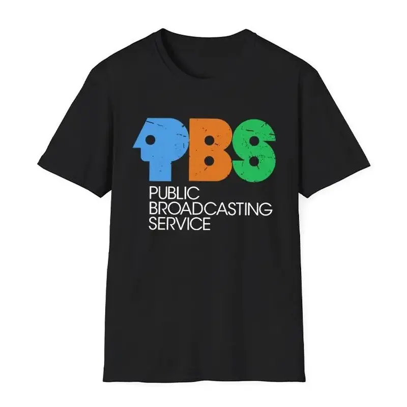 Cotton short sleeve T-shirt Vintage P.B. s T-shirt-retro Public Broadcasting Service tee-70s 80s positiona shirt for classic TV fans