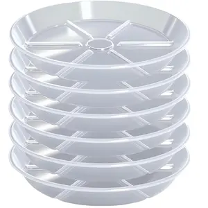 Plant Saucer 4 6 8 10 12 inch, 6 Packs Clear Planter Saucers Pot Trays, Durable Round Plastic Flower Plant Water Drip Tray for Pots, Plant Dish Plate to Catch Water for Indoor & Outdoor ( 6 inch)