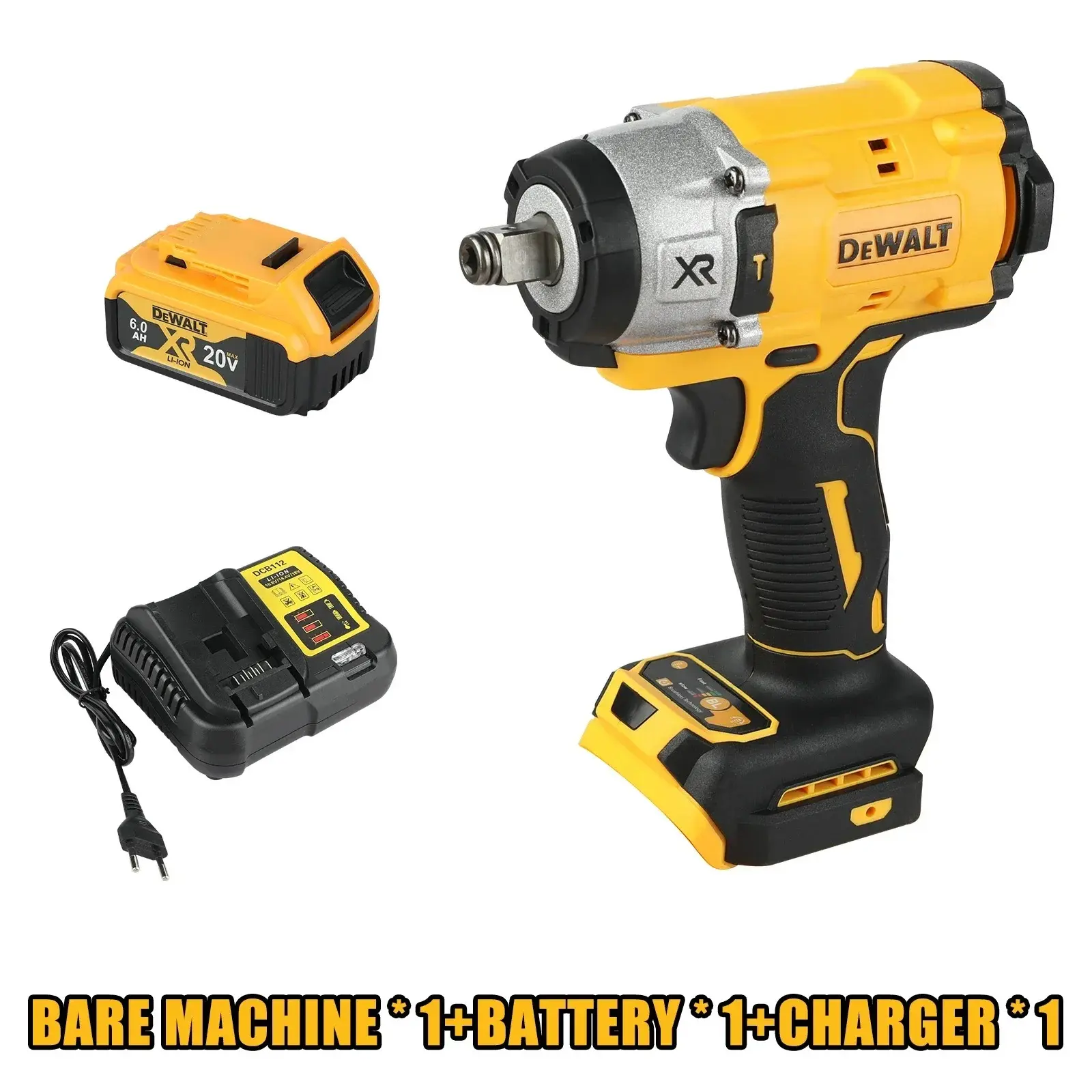 DEWALT DCF922 406N.m 20V MAX XR Brushless 1/2" Cordless Impact Wrench Kit, High Torque Power Tool with 6.0Ah Battery & Charger for Tightening & Loosening Bolts and Screws