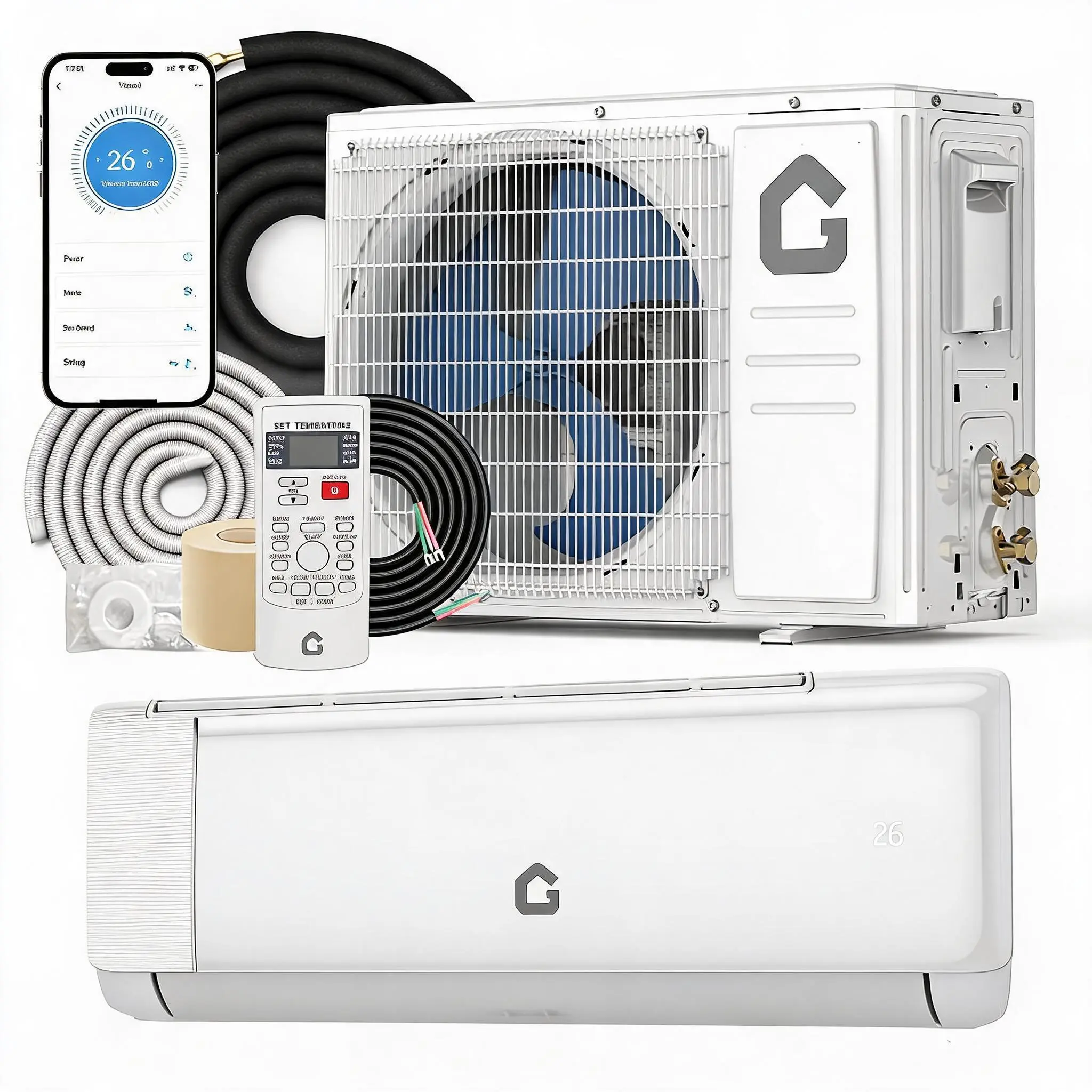 Ultra-Quiet Mini Split Central Air Conditioner & Heat Pump – 24,000 BTU, 21 SEER2, 230V Ductless System – WiFi & Alexa Enabled – Energy Efficient – Easy Install – Cools & Heats up to 1,500 Sq.Ft – Portable for Home/Commercial, Ductless Mini Split