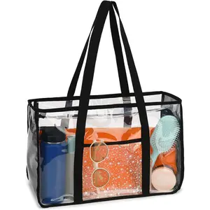 Clear Beach Bag for Women, Large Pool Tote Cruise Vacation Essentials - Zipper Closure, Waterproof, Sandproof(Gift)