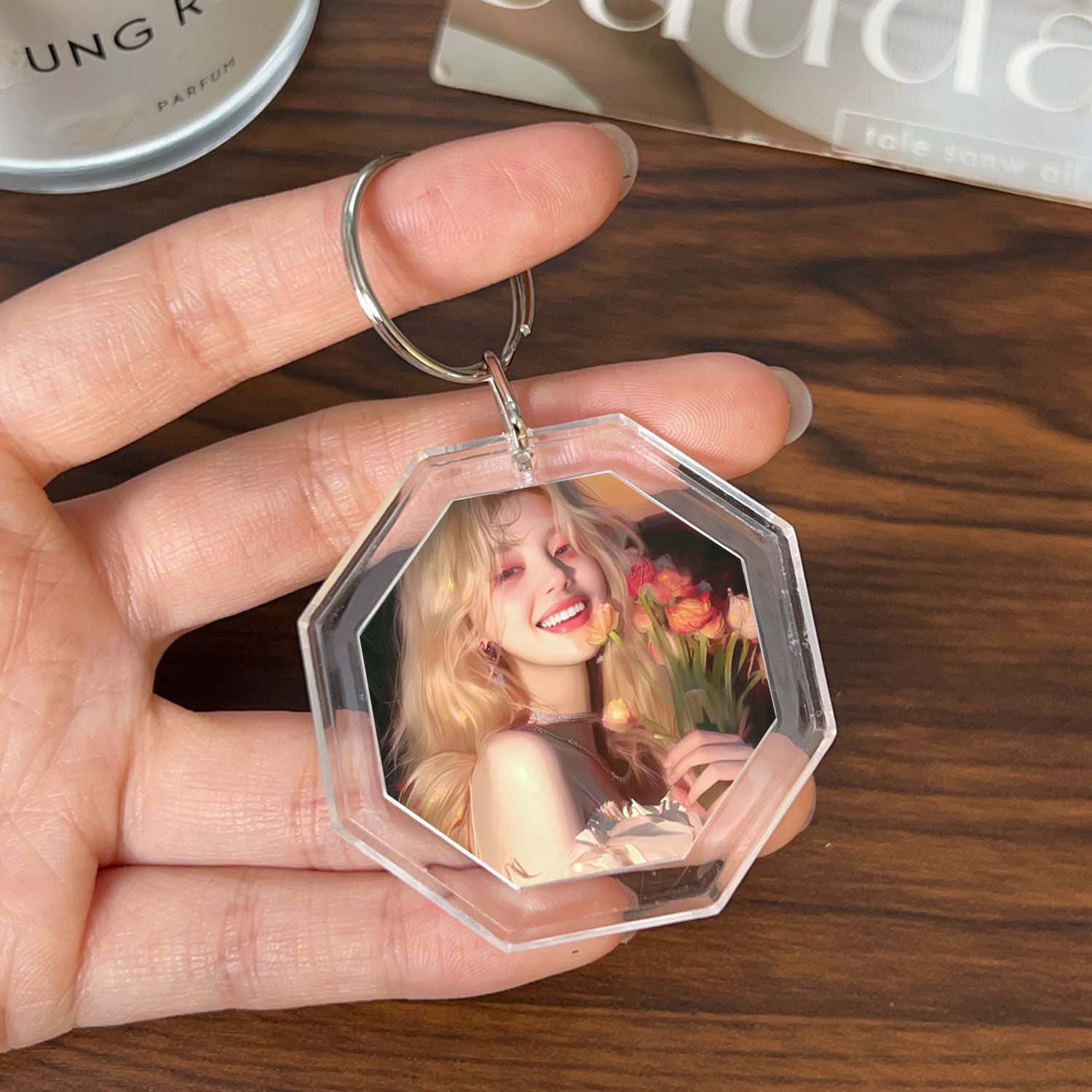 5/50Pcs Transparent Photo Frame Keychain Tassels Snap-In Custom Insert Photo Acrylic Blank Keyring Clear Blank Picture Pendant