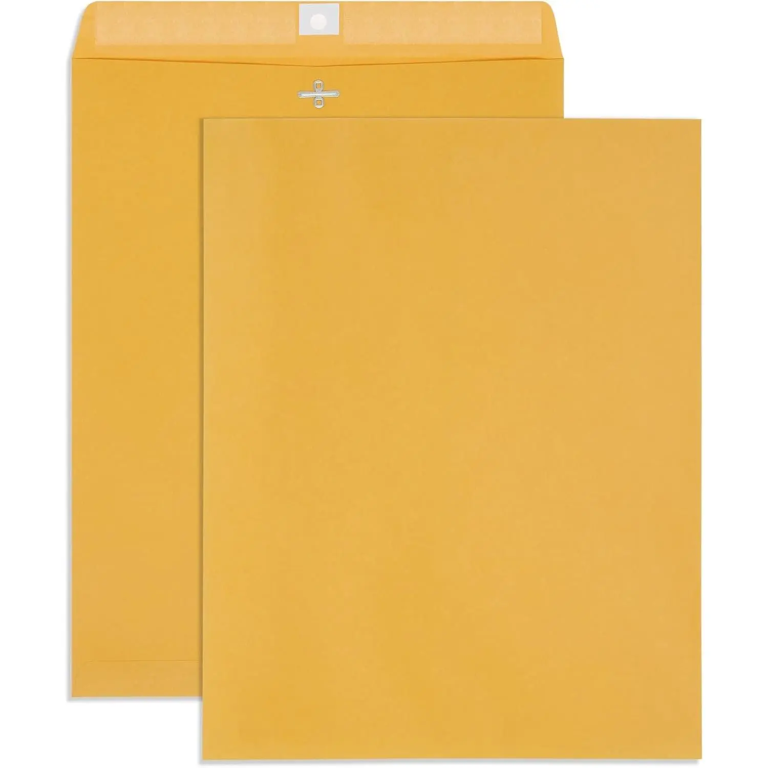100 12" x 15.5" Kraft Clasp Envelopes, Gummed Seal - 28lb Brown Kraft, Reusable, for Mailing Large Documents, Folders, Catalogs, Blueprints