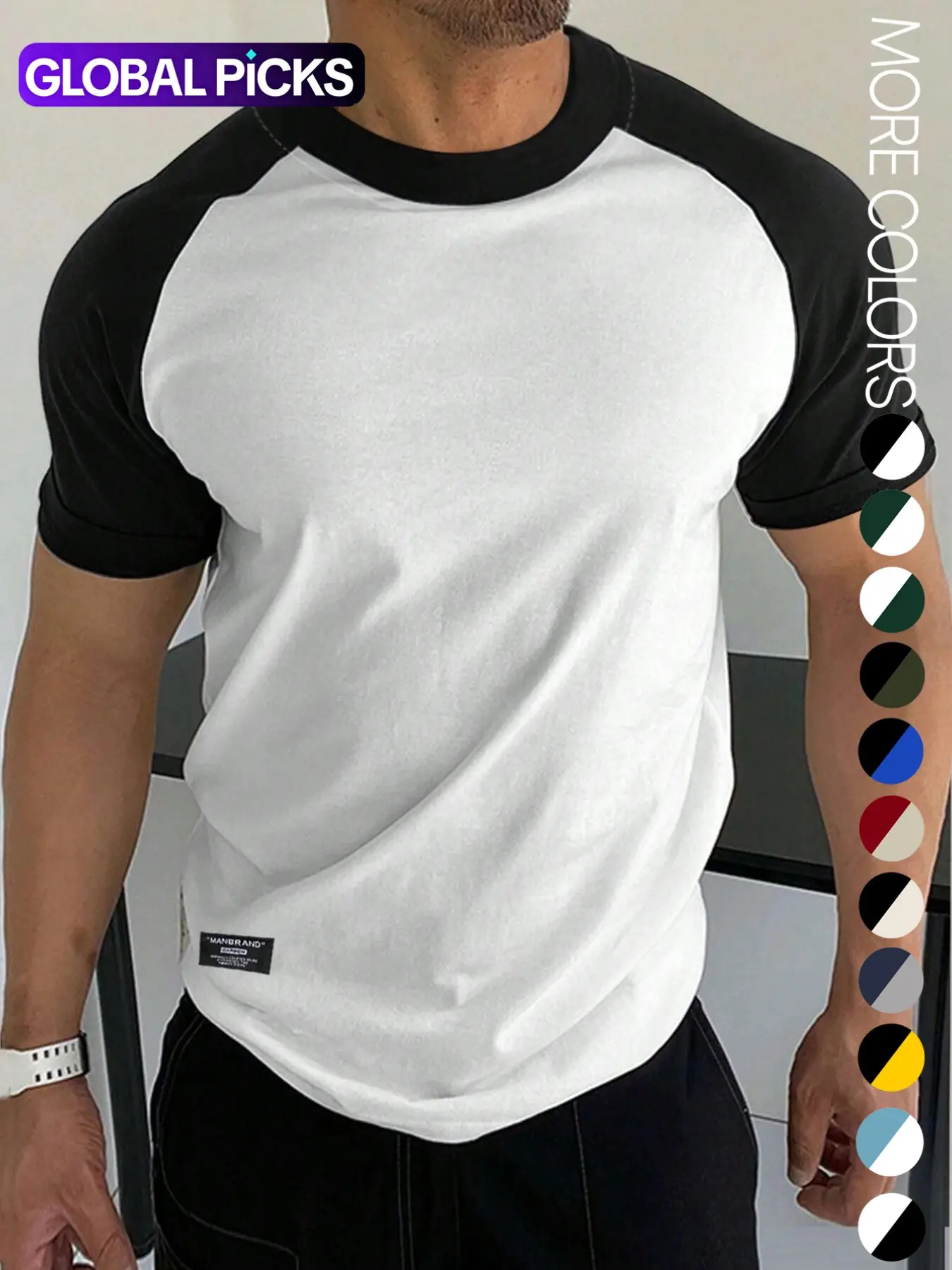 Men's Color Block Short Sleeve Round Neck Fitted T-Shirt, Lightweight Casual Style for Everyday Wear, Soft Comfortable Fabric, casual summer clothing, Menswear