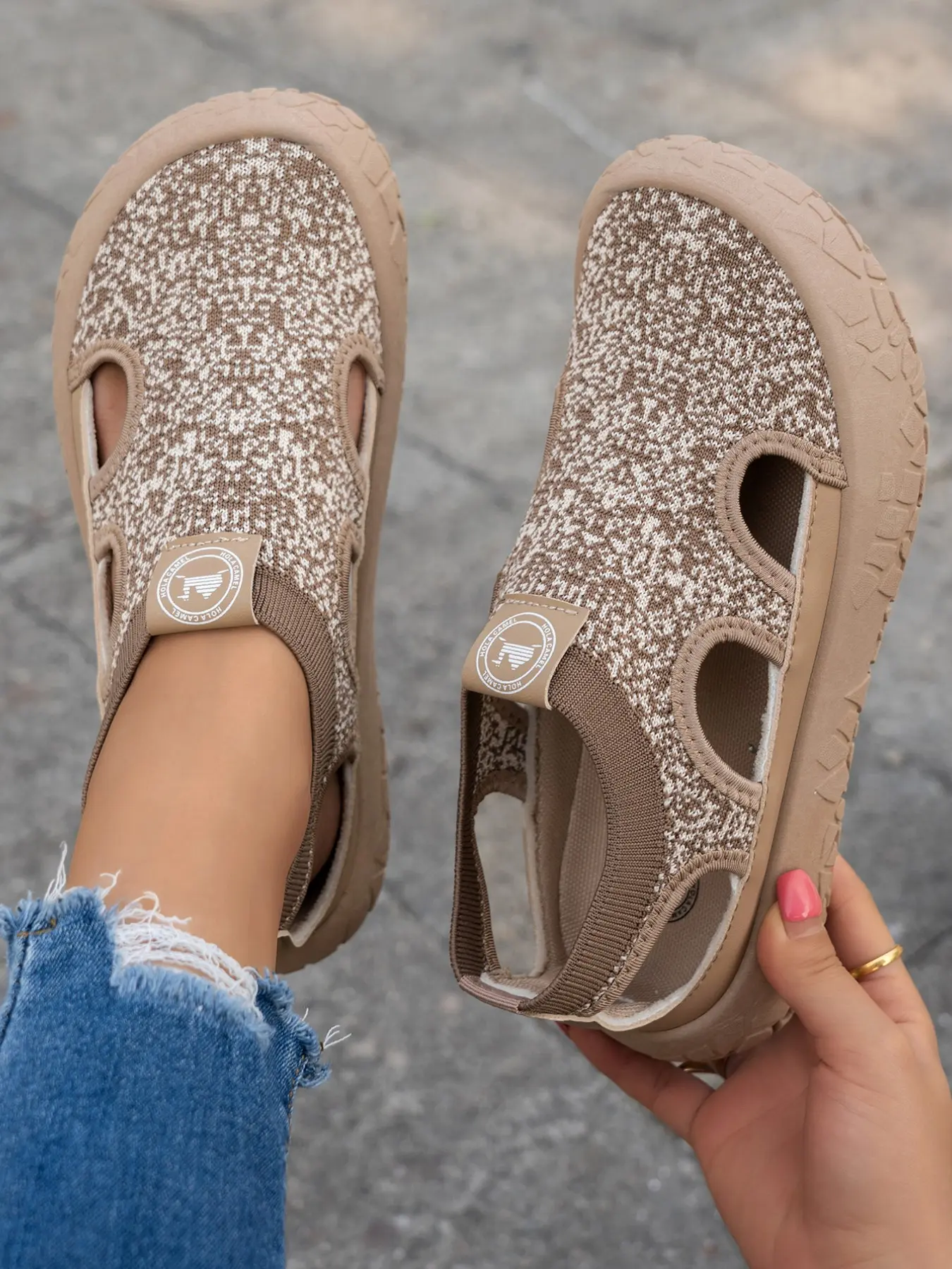 Women's Hollow Out Slip-On Sports Sandals, Breathable Mesh Thick Sole, Anti-Slip Soft Bottom, Summer Casual Lazy Shoes