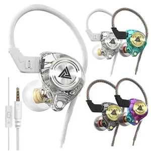 QKZ AK3 in Ear Monitor Headphones, Portable 3.5mm Wired Gaming IEM in-Ear Earphones Ear Buds, HiFi Stereo Headphone Cool White Clear Inear Monitors Earbuds for Singers Musicians with Mic IEM for Music Video Calling