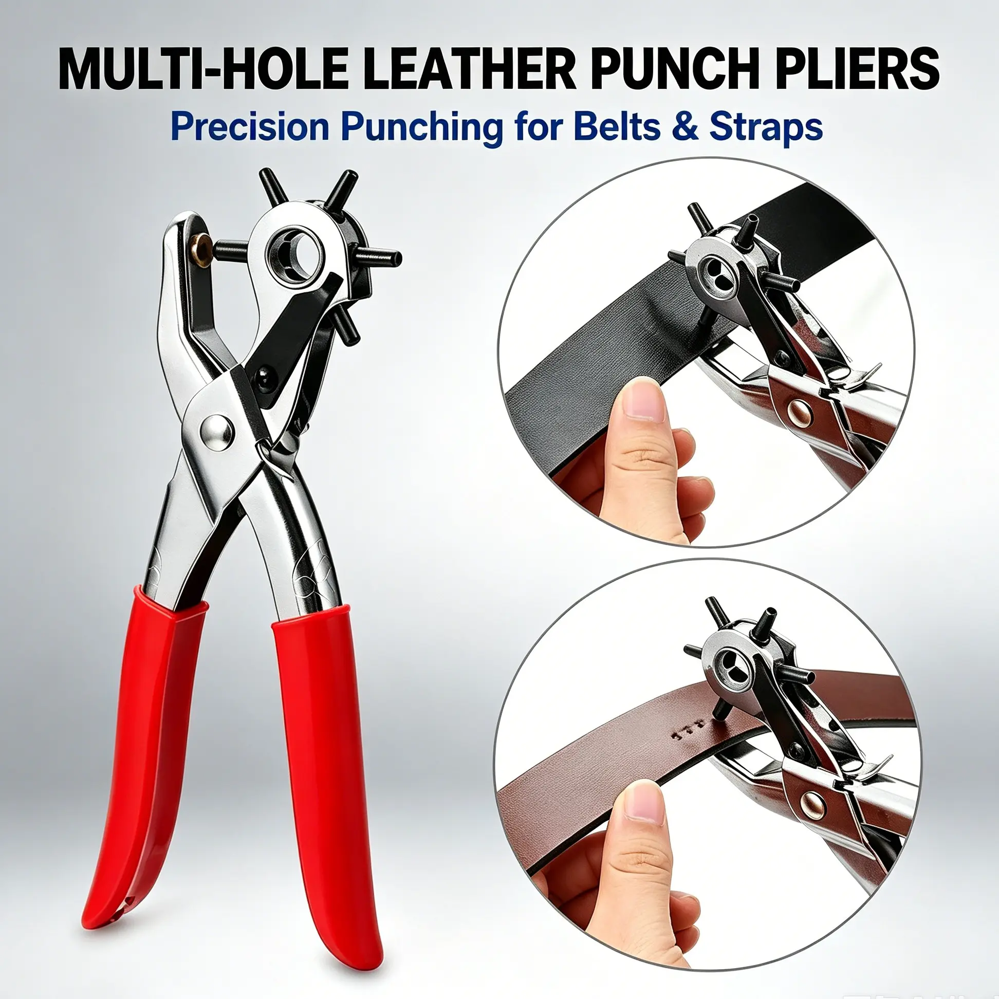 Heavy Duty Leather Hole Punch Pliers, Multi-Function Manual Round Hole Puncher, Punching Tool for Belts Leather Cardboard Cardstock DIY Paper Craft, Hand Tools