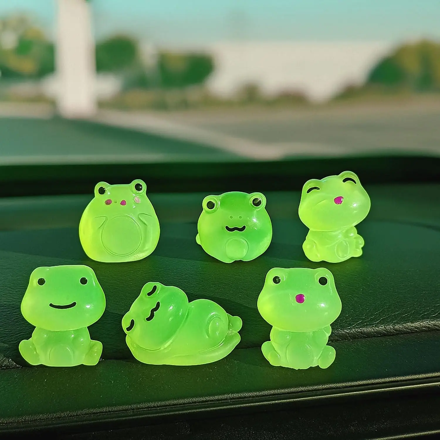 6 count Luminous Frogs  Dashboard Decorations, Mini  Automotive Rear View Mirror Decoration Accessories, Cute Fun Interior Ornament for , , Office (Frog)