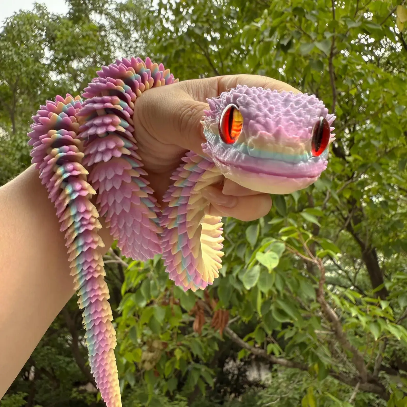 3D Printed Flexible Snake Toy, Snake Model Ornament, Jointed Pla Material, Colorful Desktop Decoration, Stress Relief Unique Gift, Animal Shape Ornament Figurine
