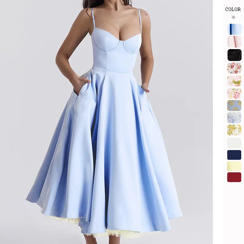 Summer's new high-end princess dress, a French tulle oversized double-layer halter dress for women