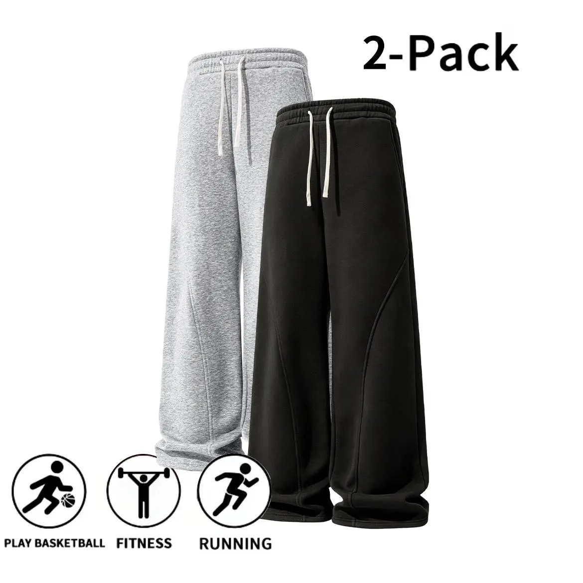 Comfort cotton loose-fit sweat pants equipped with elastic waistband, smooth draped wide leg cut, flexible breathable texture, timeless casual staple suitable for all daily mensfashion styling.