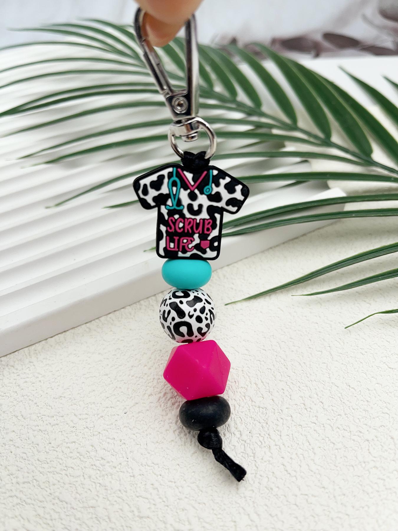 Cute Beaded Design Keychain, Novelty Keychain for Women & Men, Stylish Keychain, Fashion Accessories for Daily Bag, Key Decor, Thoughtful Gifts for Healthcare Workers, Handmade Keychain