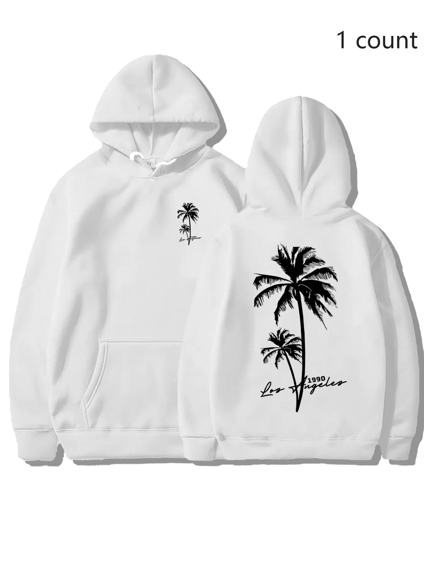 Sober Ny Vintage La 1990 Palm Tree Pattern Print Hoodie, Unisex Loose Fit Hooded Sweatshirt, Casual Daily Beach Streetwear, 7 Color Options, Casual Streetwear Hoodies