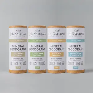 J-L NATURALS Mineral Deodorant Bundle 4-Pack Baking Soda-Free for Sensitive Skin 12 oz Each