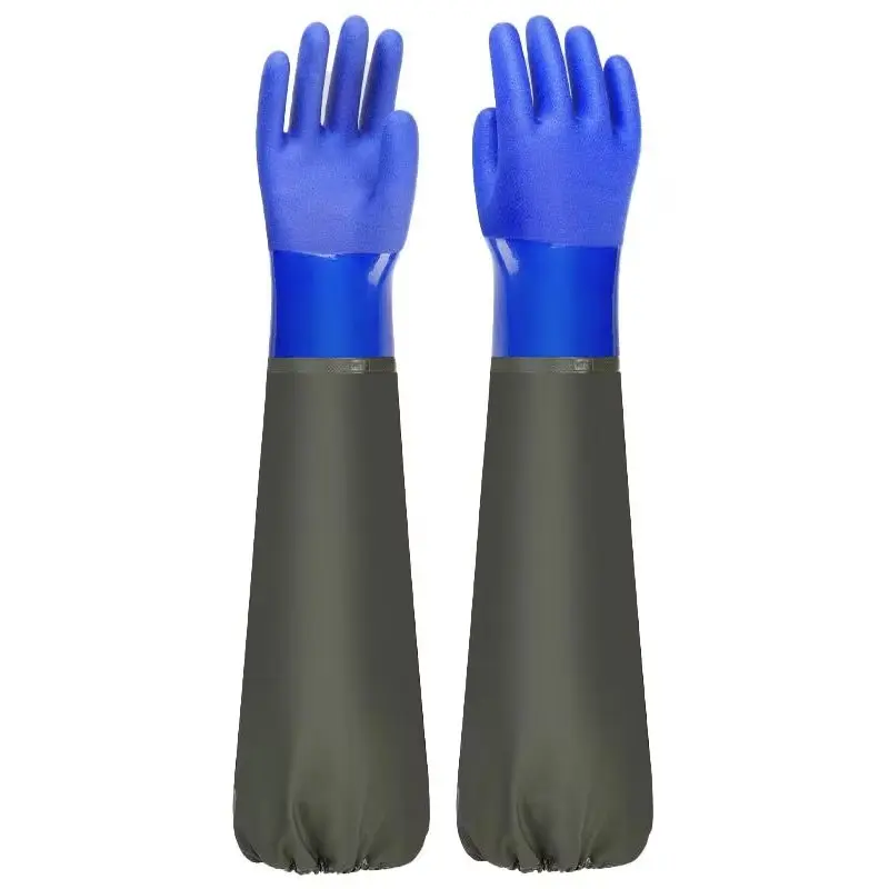PVC Protective Safety Gloves, Multi-Purpose Industrial Labor, Heavy Duty Gloves, Long Sleeve, Waterproof and Oil Resistant, Fishing Work Gloves