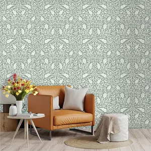 Vintage Style Plant Leaf Wallpaper, PVC Adhesive Backing, Easy Peel & Stick, Ideal for Kitchen, Living Room, Bedroom, Wall Decor