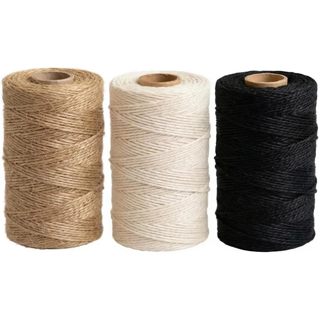 Twine String  Jute Twine &  Twine Bundle - Bulk Packing Twine for Crafts,  Wrapping String, Gardening Twine,  Decor (3 Rolls, 1500ft, 2mm)