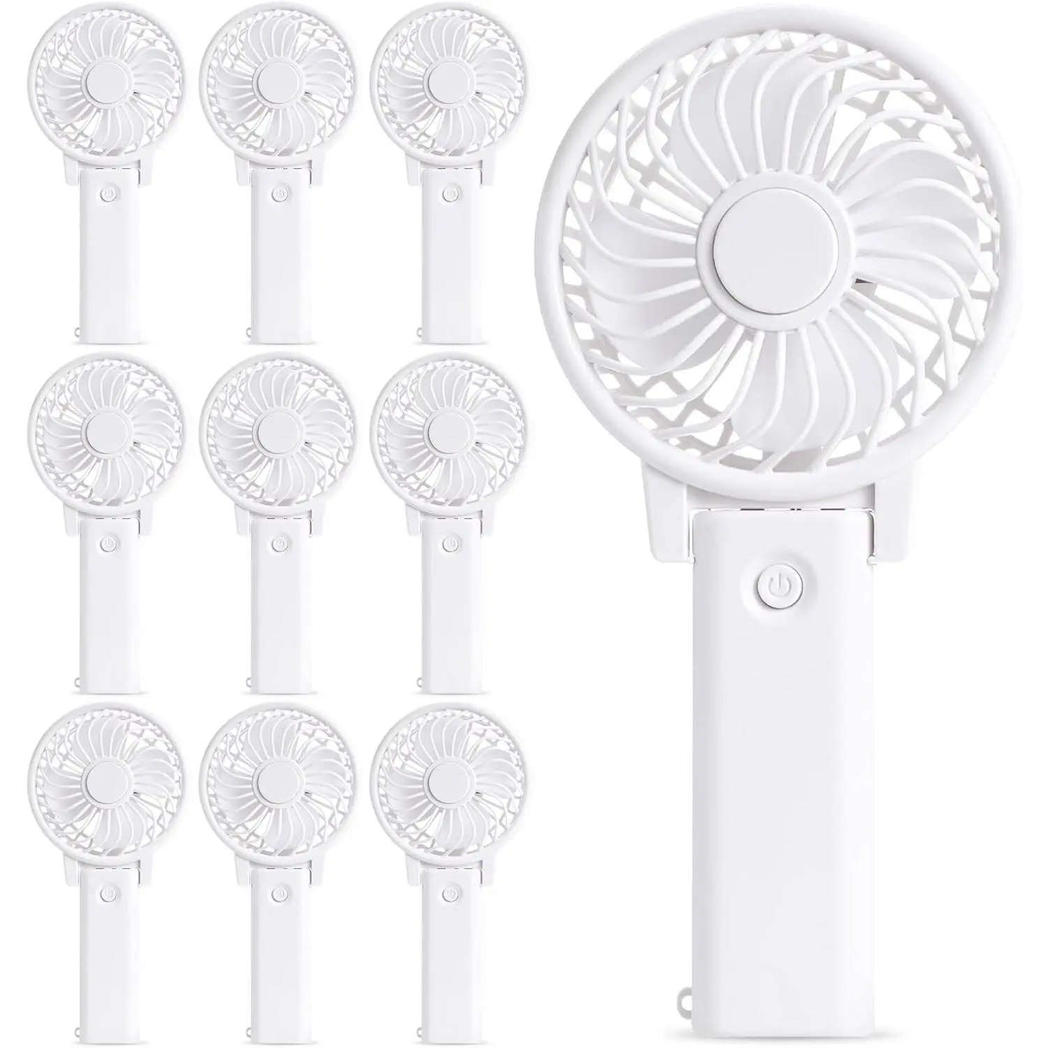Classic Battery-Powered Portable Handheld Fan Bulk Pack (10 Pieces) - Plastic Body Personal Cooling Fan for Wedding Party Favors