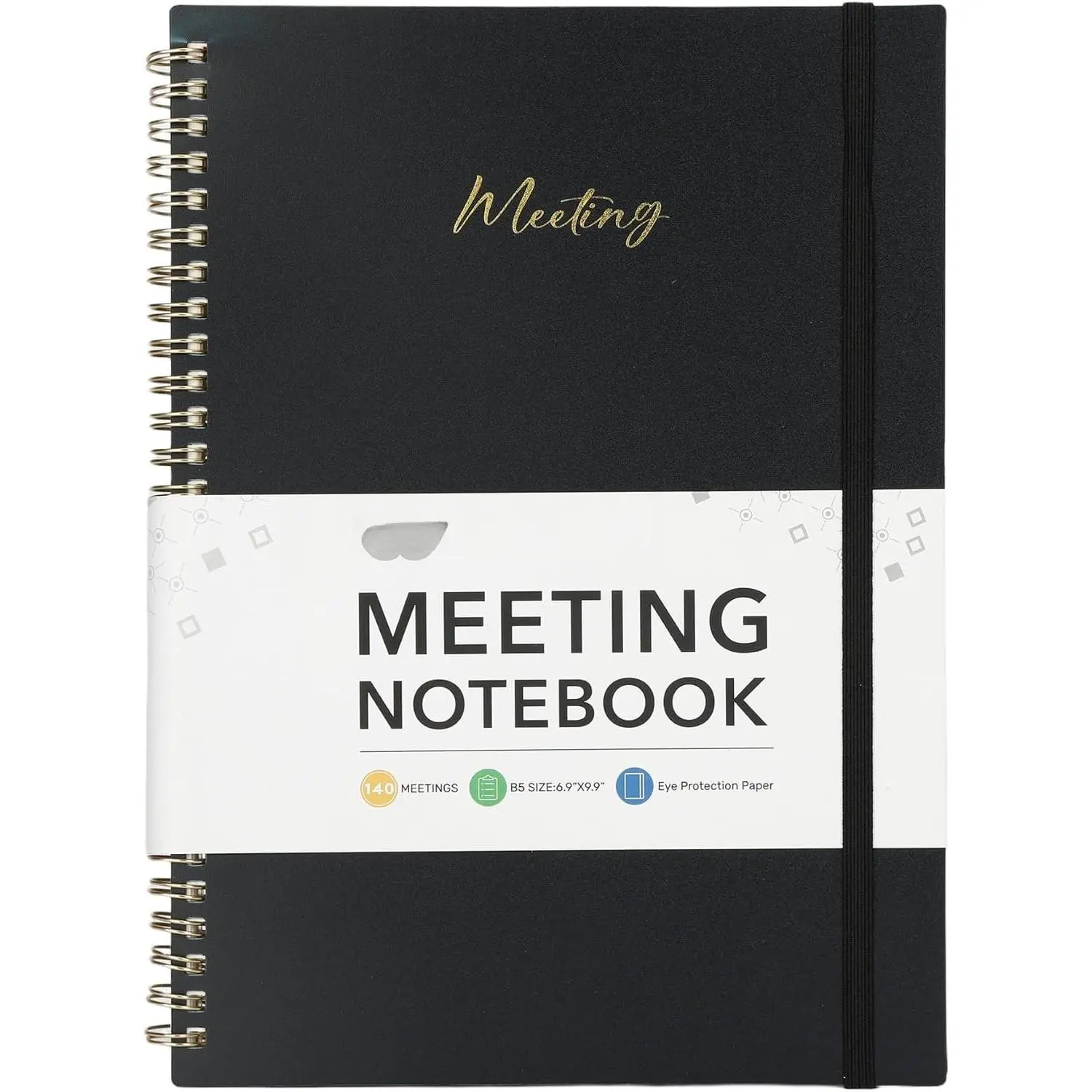 - Meeting Notebook for Work, 140 Pages, Black | Spiral-Bound, Undated Work Notebook with Action Items & Meeting Notes, Office Supplies