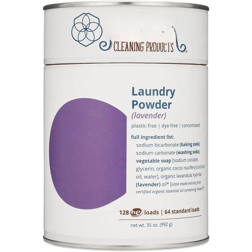 Lavender Concentrated Solid Powder Laundry Cleaner - Plastic-Free, 128 HE Loads, Single Canister for Washing Laundry, Wash Laundry