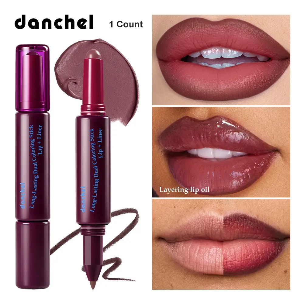 Danchel 2-in-1 Lip & Cheek Multi Stick, Creamy Pudding Texture Blends Seamlessly, Defines & Fills Lips, Use as Blush Too, Matte Finish Smooths Lip Lines, Multiple Shades, Cosmetic Gift, Lipstick