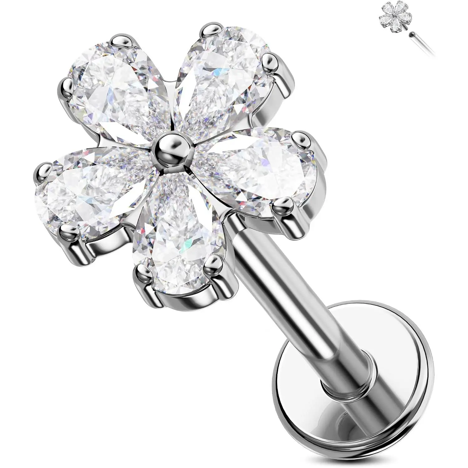 G23 Titanium Helix Earrings 16G Internally Threaded Cartilage Earring Stud Flower Helix Tragus   Cartilage  for Women