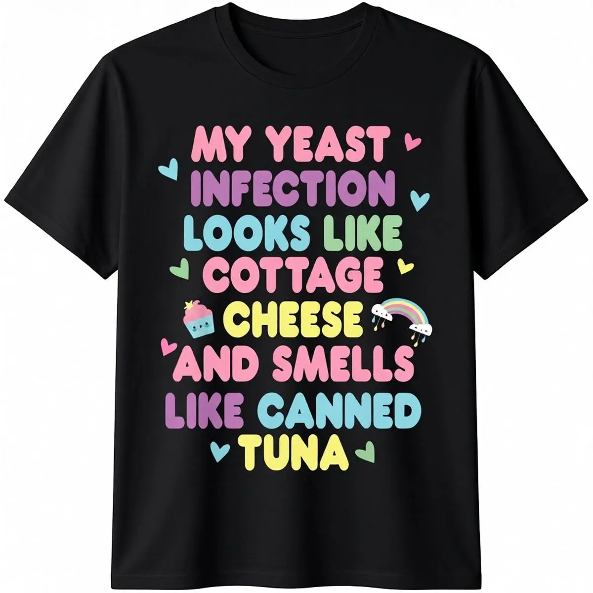 Men's Crewneck Short-Sleeve Comfy Streetwear T-Shirt - Funny Nasty Adult Humor Yeast Infection Roulette Theme, Shortsleeve, Basic
